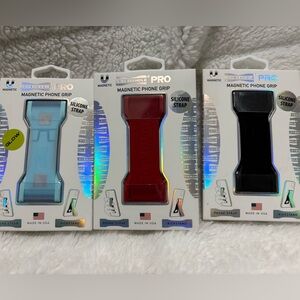 NEW Love handle magnetic phone grip silicone strap blue red or black